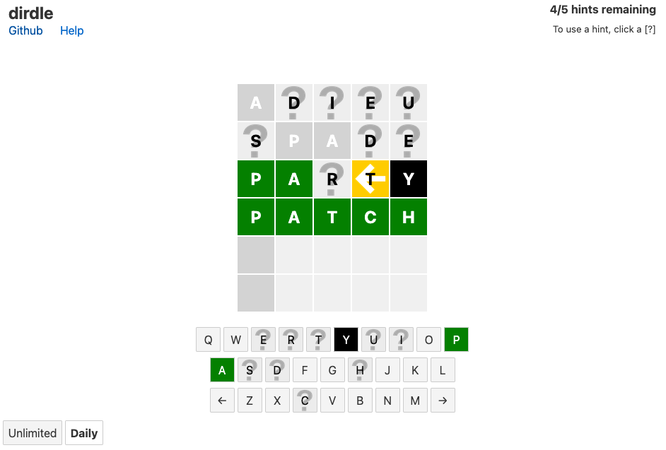 dirdle -- directional wordle